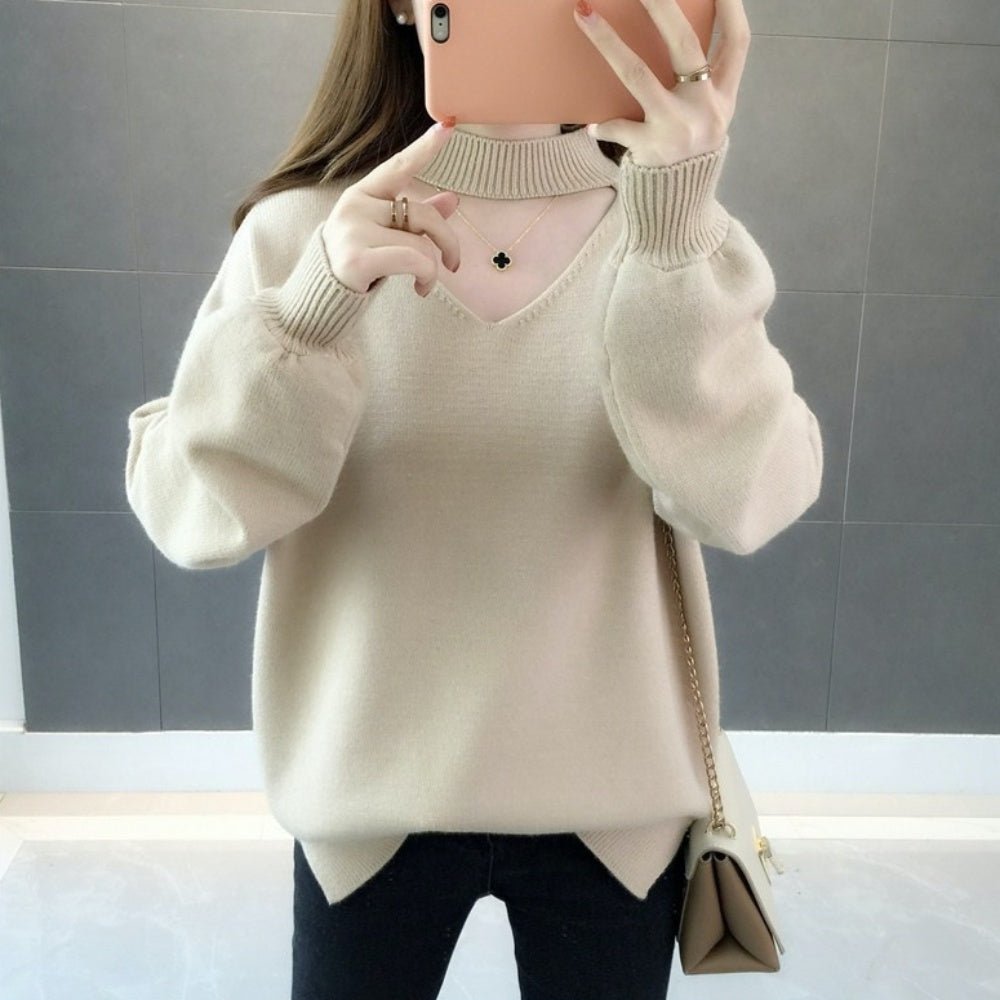 おしゃれVネックランタンスリーブニット｜オフィスカジュアル レディース 通販【ミレジェネ】