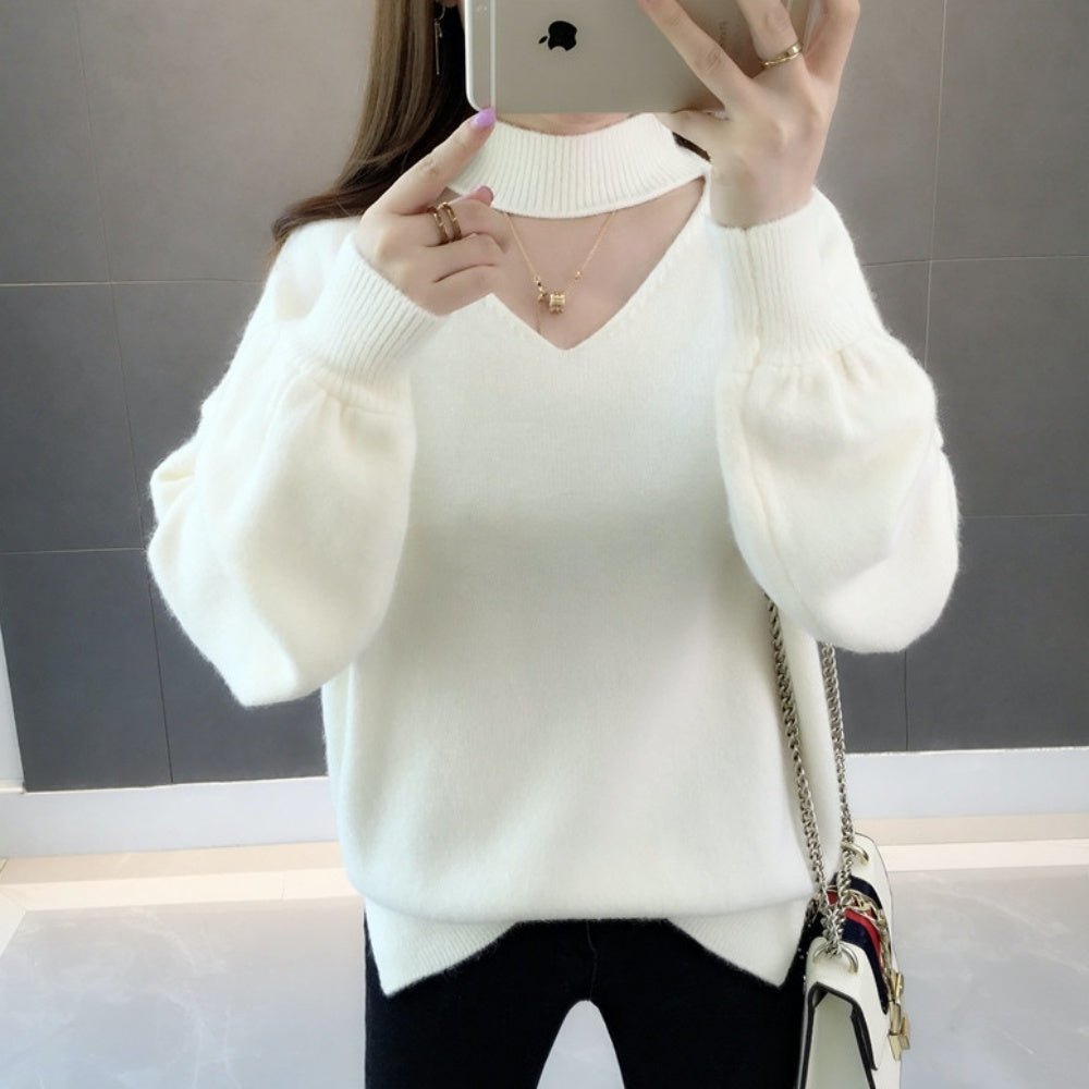 おしゃれVネックランタンスリーブニット｜オフィスカジュアル レディース 通販【ミレジェネ】